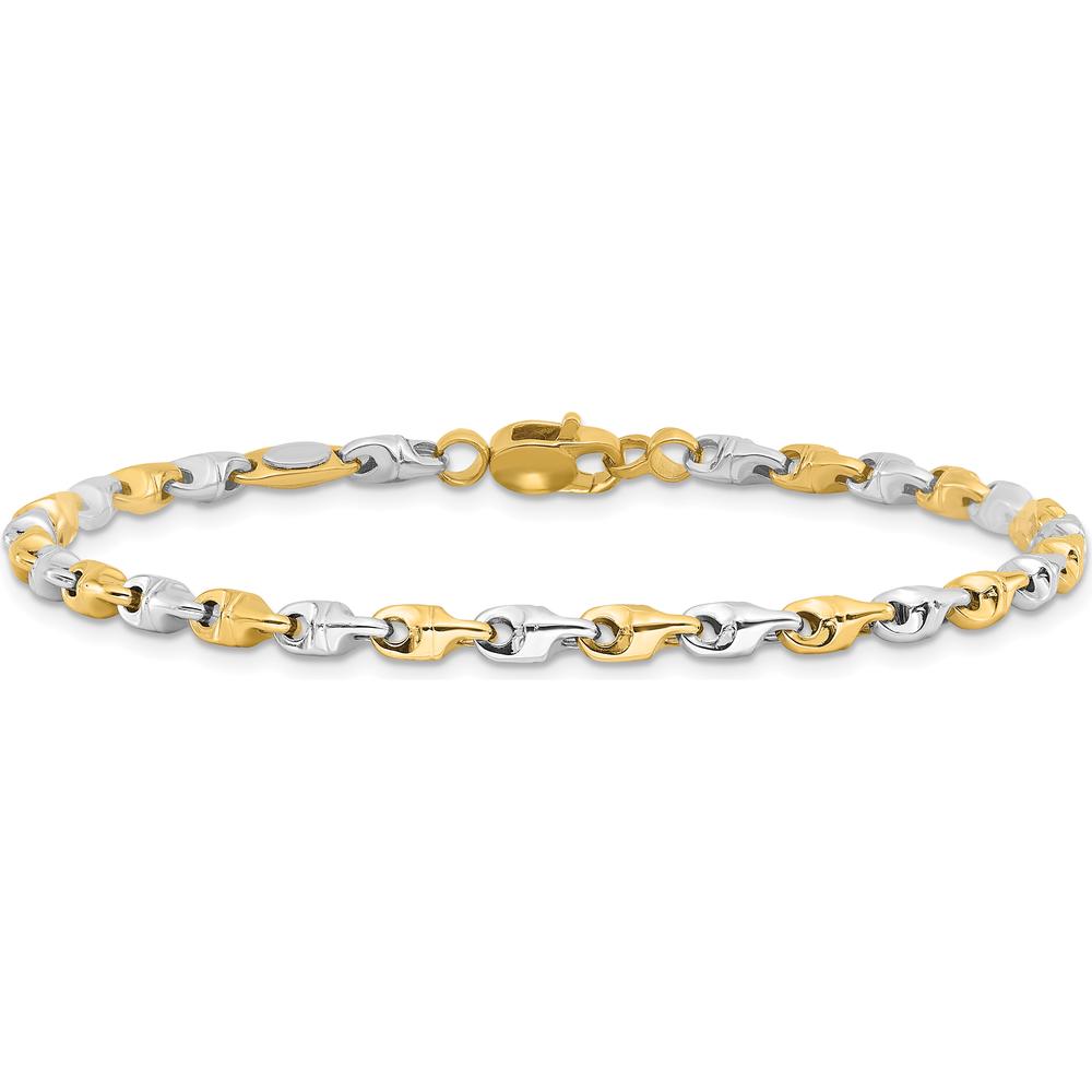 14K Two-Tone Polished Fancy Link Bracelet - 7.5" by 0