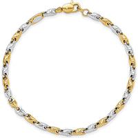 14K Two-Tone Polished Fancy Link Bracelet - 7.5" by 0