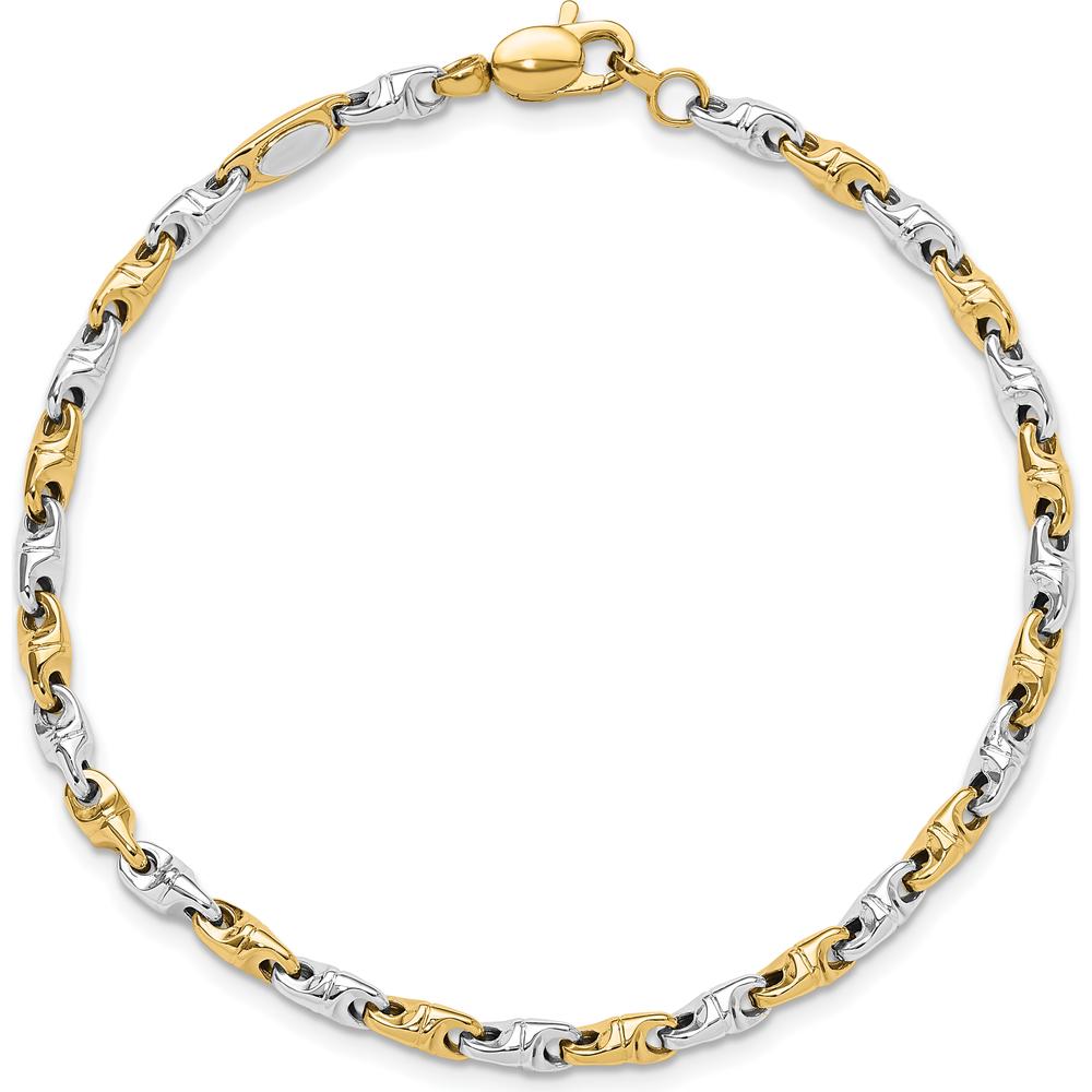 14K Two-Tone Polished Fancy Link Bracelet - 7.5" by 0