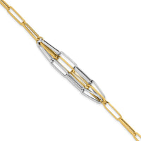 14K Two-Tone Polished Fancy Paperclip Link 7.5" Bracelet by 0
