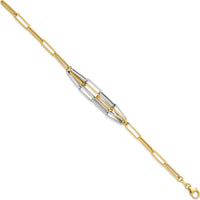 14K Two-Tone Polished Fancy Paperclip Link 7.5" Bracelet by 0