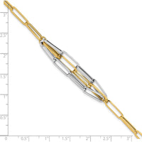14K Two-Tone Polished Fancy Paperclip Link 7.5" Bracelet by 0