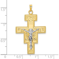 14K Two-Tone Polished Fancy Solid Cross Pendant - 41mm Length by Oro Pregiato