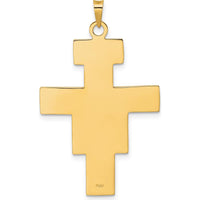 14K Two-Tone Polished Fancy Solid Cross Pendant - 41mm Length by Oro Pregiato