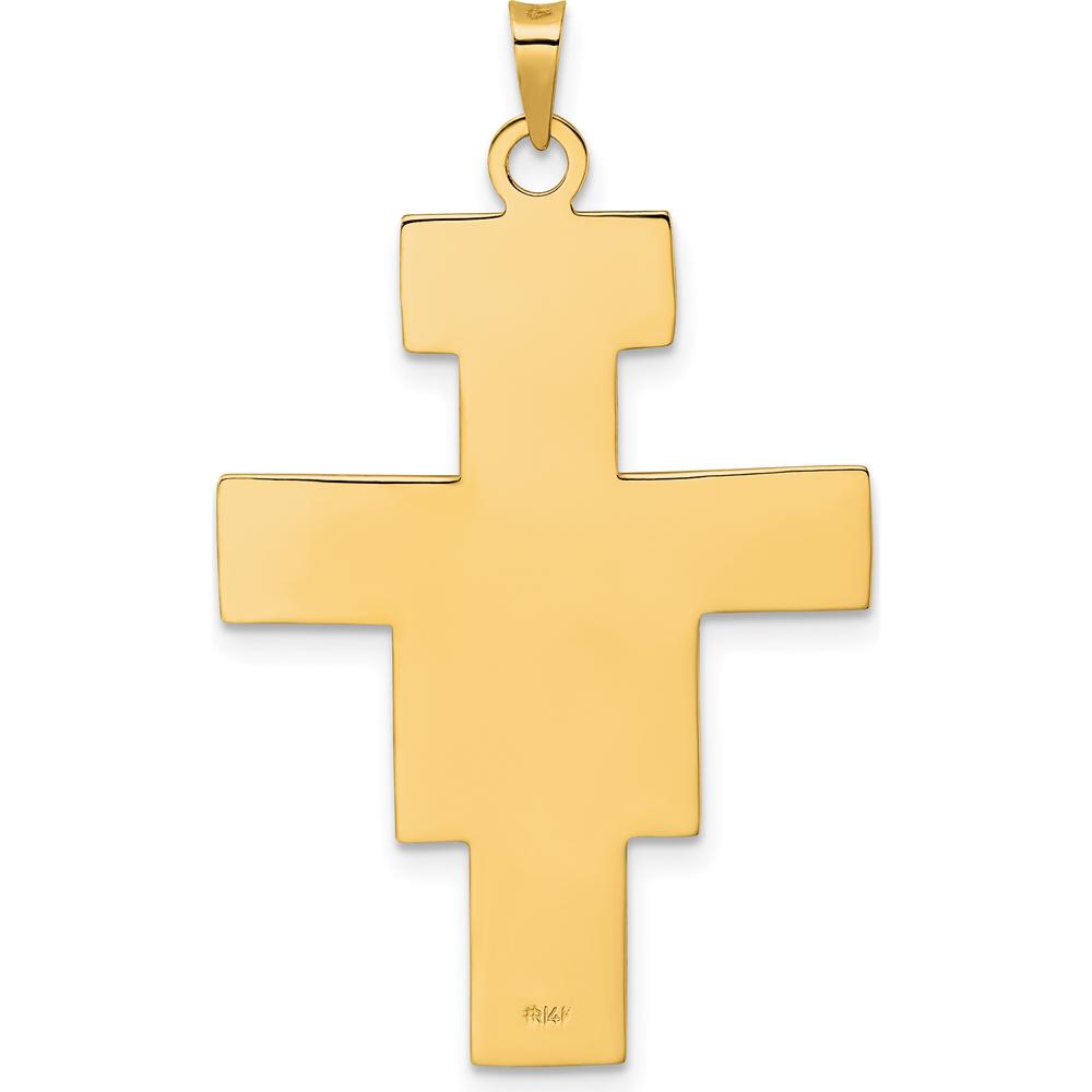 14K Two-Tone Polished Fancy Solid Cross Pendant - 41mm Length by Oro Pregiato