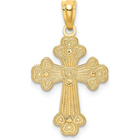14K Two-Tone Polished Filigree Heart Cross Pendant with Reversible Design - 30mm Length by Oro Pregiato