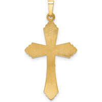 14K Two-Tone Polished Fleur de Lis Crucifix Pendant by Oro Pregiato
