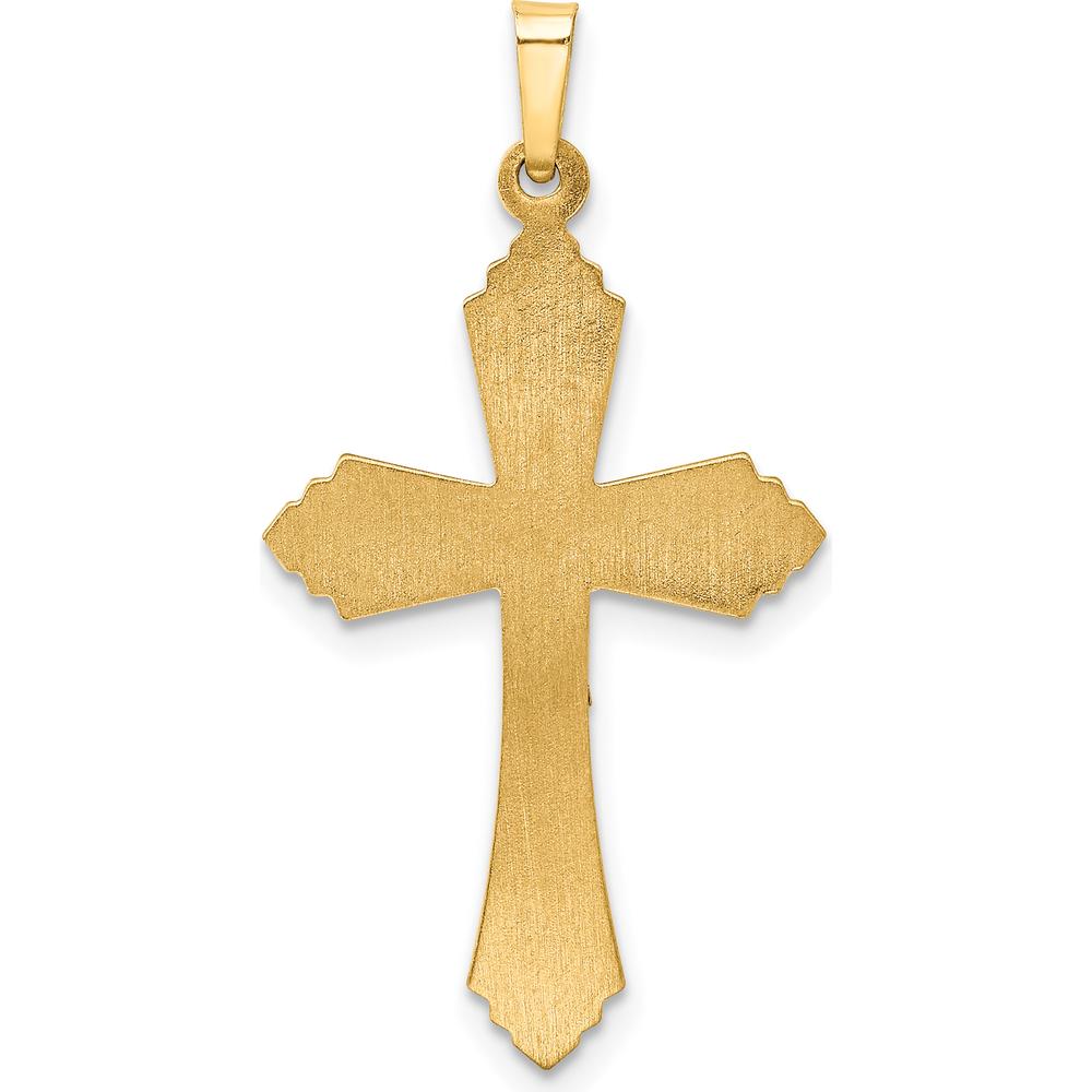 14K Two-Tone Polished Fleur de Lis Crucifix Pendant by Oro Pregiato