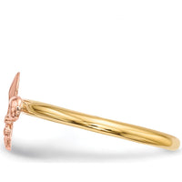 14K Two-Tone Polished Fleur de Lis Ring with Textured Back - Feminine Symbol of Power and Heritage by 0