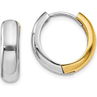14K Two-Tone Polished Gold Huggie Earrings - 15mm Length by 0