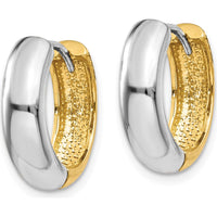 14K Two-Tone Polished Gold Huggie Earrings - 15mm Length by 0