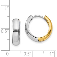 14K Two-Tone Polished Gold Huggie Earrings - 15mm Length by 0