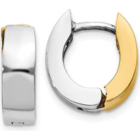14K Two-Tone Polished Hinged Hoop Earrings - Contemporary Style with Yellow and White Gold Finish by 0