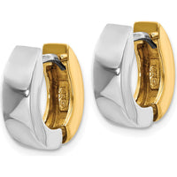 14K Two-Tone Polished Hinged Hoop Earrings - Contemporary Style with Yellow and White Gold Finish by 0