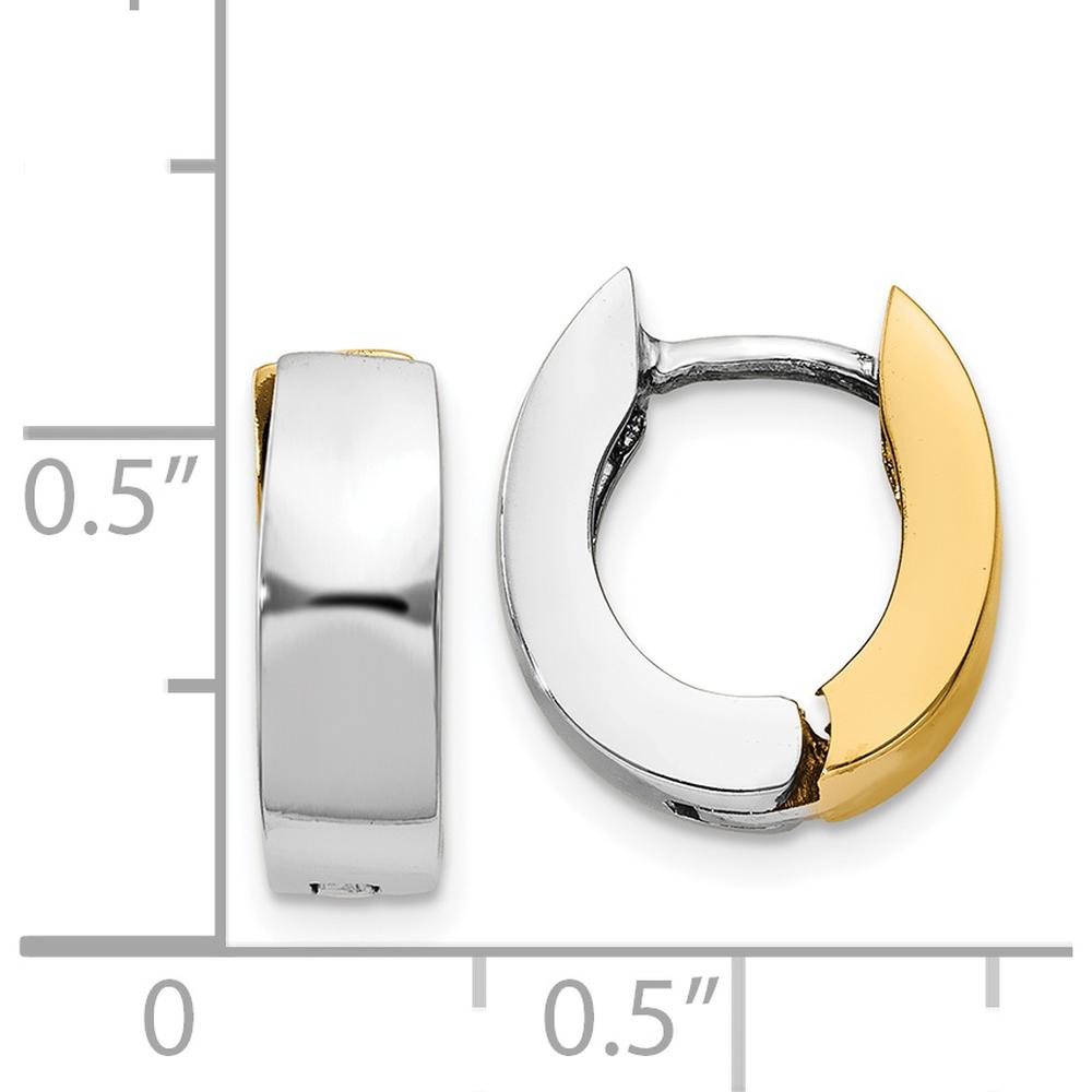 14K Two-Tone Polished Hinged Hoop Earrings - Contemporary Style with Yellow and White Gold Finish by 0