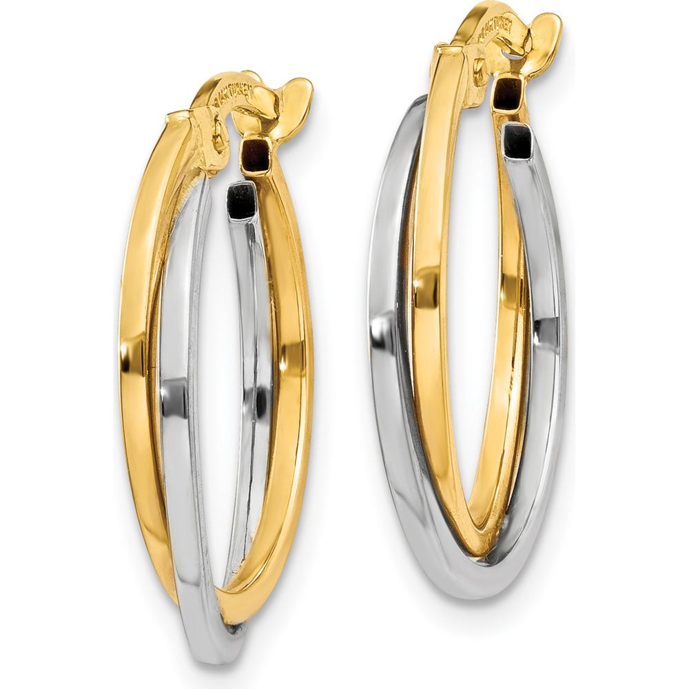 14K Two-Tone Polished Hollow Hoop Earrings - 20mm Length by 0