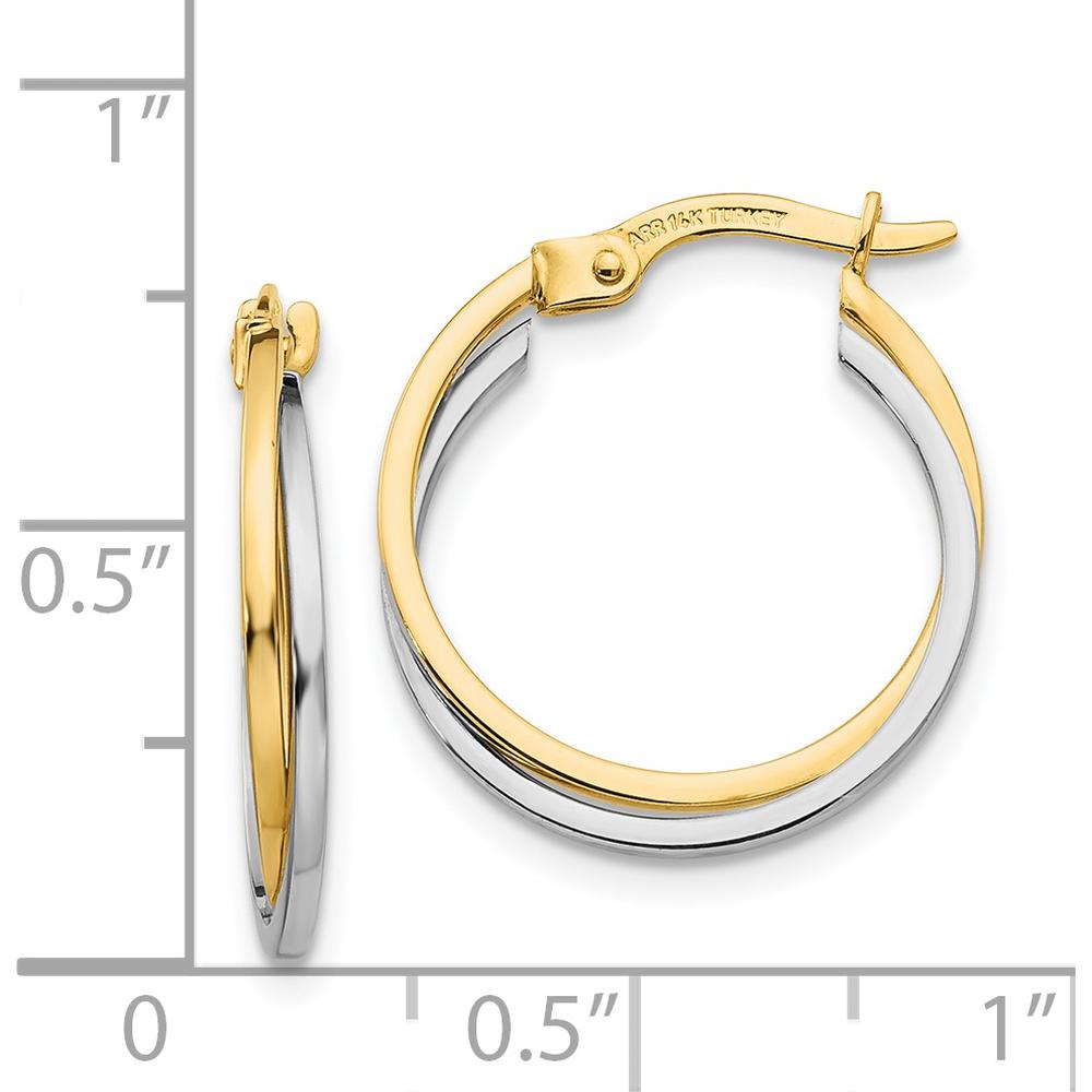 14K Two-Tone Polished Hollow Hoop Earrings - 20mm Length by 0