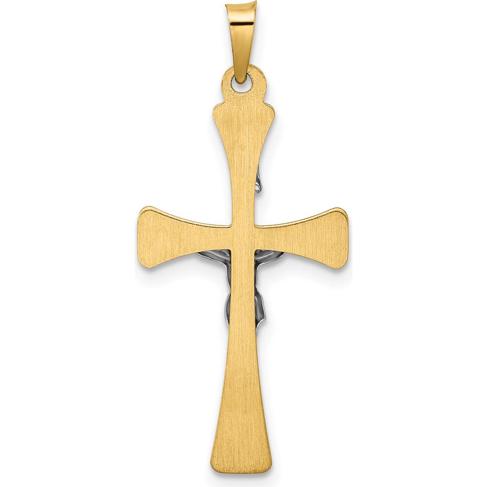 14K Two-Tone Polished Hollow INRI Crucifix Cross Pendant - 32.9mm Length by Oro Pregiato