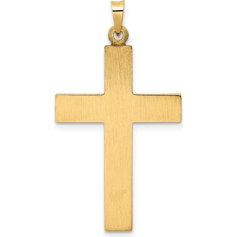 14K Two-Tone Polished Hollow Rosary Cross Pendant - Elegant Faith Jewelry by Oro Pregiato