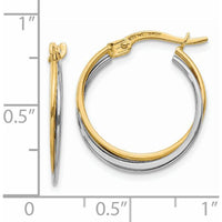 14K Two-Tone Polished Hoop Earrings - 20mm Length, 4mm Width by 0