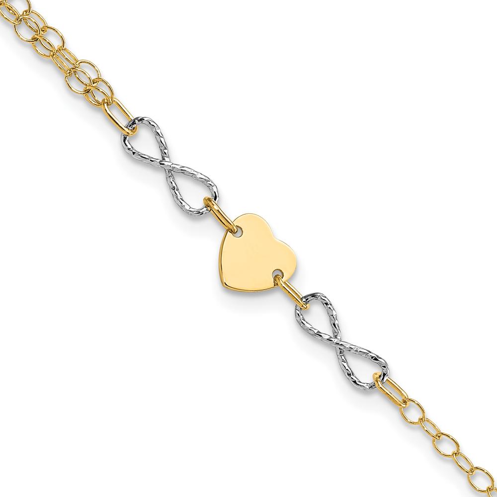 14K Two-Tone Polished Infinity and Heart 7" Bracelet by 0
