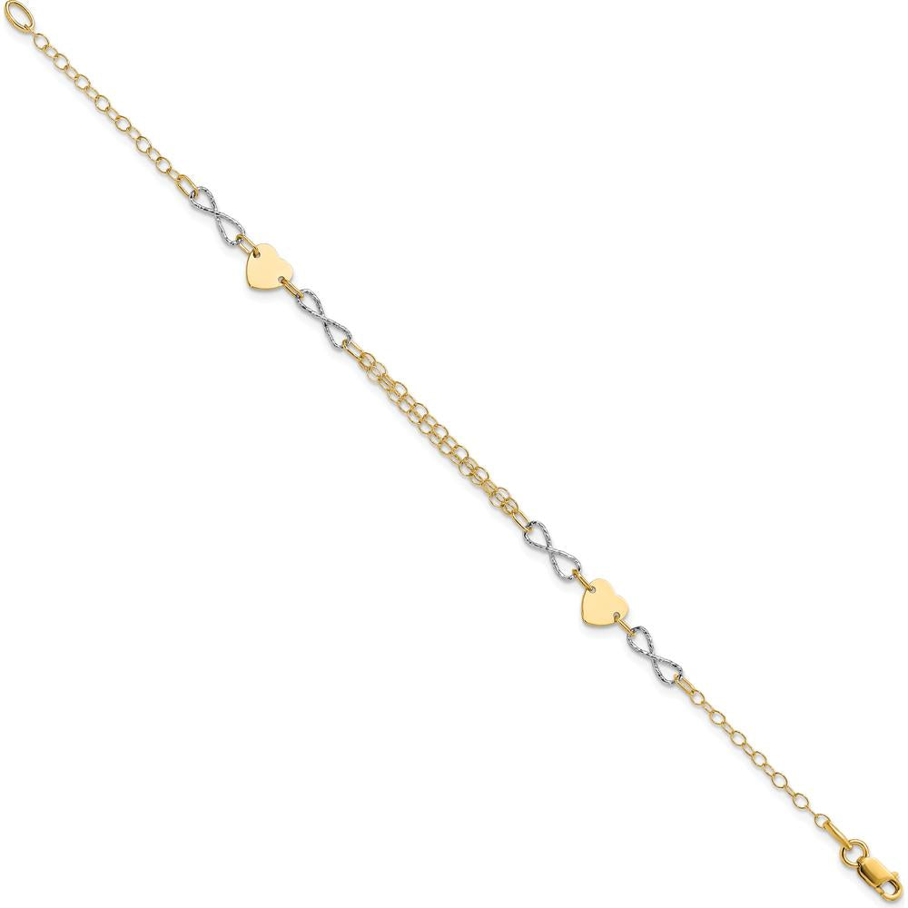 14K Two-Tone Polished Infinity and Heart 7" Bracelet by 0