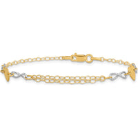 14K Two-Tone Polished Infinity and Heart 7" Bracelet by 0