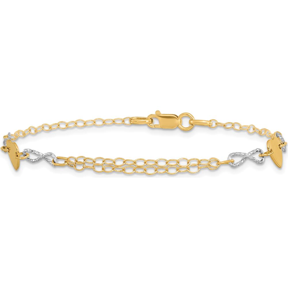 14K Two-Tone Polished Infinity and Heart 7" Bracelet by 0