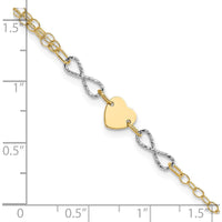 14K Two-Tone Polished Infinity and Heart 7" Bracelet by 0