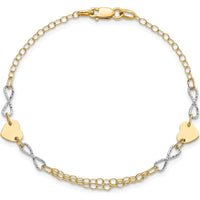 14K Two-Tone Polished Infinity and Heart 7" Bracelet by 0