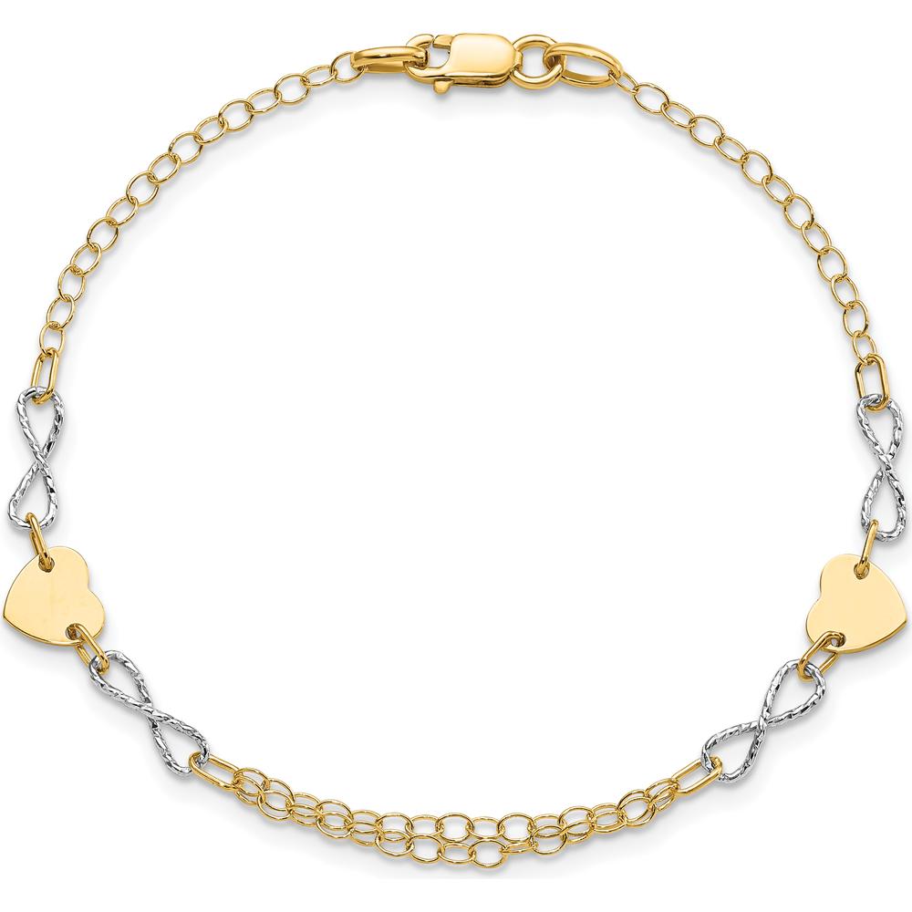 14K Two-Tone Polished Infinity and Heart 7" Bracelet by 0