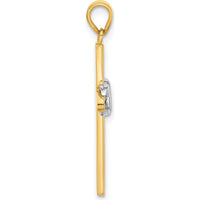14K Two-Tone Polished Infinity Cross Pendant - 24mm Length by Oro Pregiato