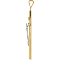 14K Two-Tone Polished INRI Crucifix Pendant - 69mm Length, 39mm Width, Hollow Design by Oro Pregiato