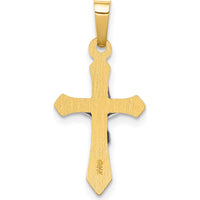 14K Two-Tone Polished INRI Crucifix Pendant with Hollow Die-Struck Design - 24mm Length by Oro Pregiato