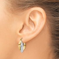 14K Two-Tone Polished Knife-Edge Double Hoop Earrings - Elegant and Timeless Design by 0