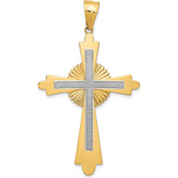 14K Two-Tone Polished Large Cross Pendant - 52.5mm Length by Oro Pregiato