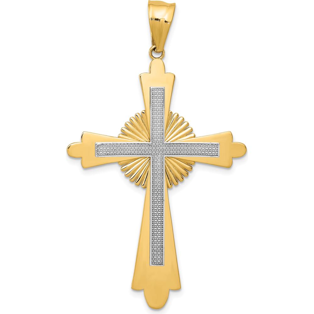 14K Two-Tone Polished Large Cross Pendant - 52.5mm Length by Oro Pregiato