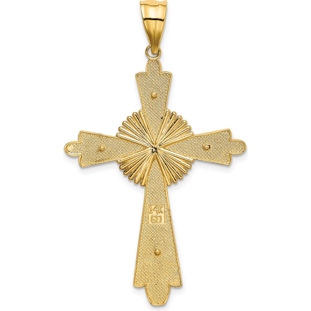 14K Two-Tone Polished Large Cross Pendant - 52.5mm Length by Oro Pregiato