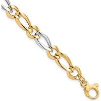 14K Two-Tone Polished Oval and Round Link 7.25" Bracelet by 0