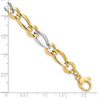 14K Two-Tone Polished Oval and Round Link 7.25" Bracelet by 0