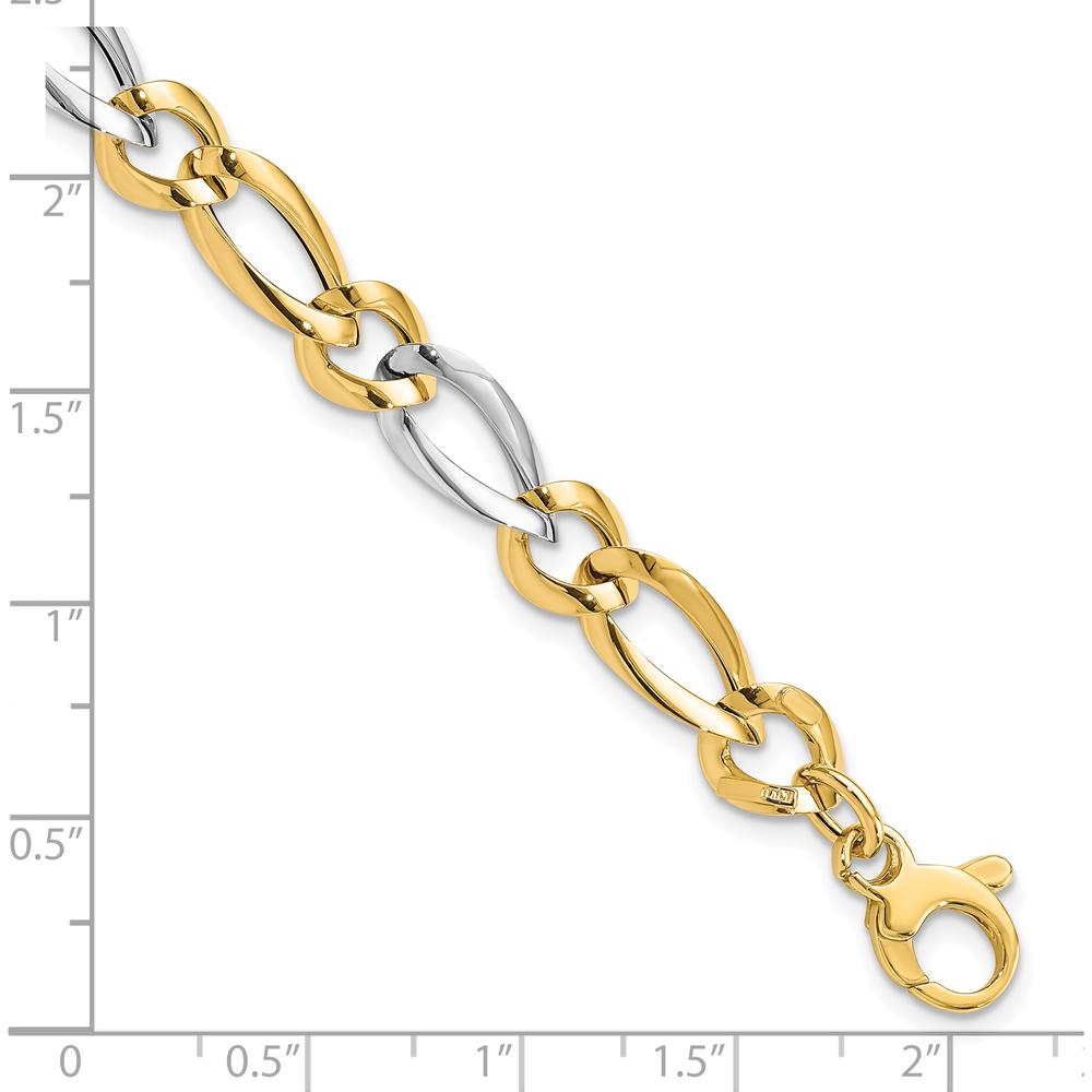 14K Two-Tone Polished Oval and Round Link 7.25" Bracelet by 0