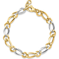 14K Two-Tone Polished Oval and Round Link 7.25" Bracelet by 0