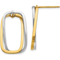 14K Two-Tone Polished Rectangle Drop Earrings - Elegant and Versatile Design by 0