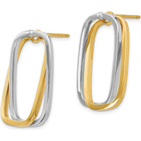 14K Two-Tone Polished Rectangle Drop Earrings - Elegant and Versatile Design by 0