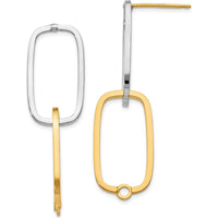 14K Two-Tone Polished Rectangle Drop Earrings - Elegant and Versatile Design by 0
