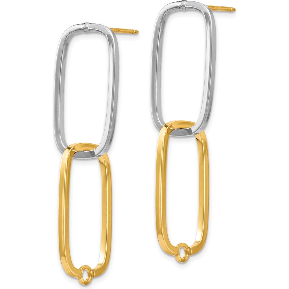 14K Two-Tone Polished Rectangle Drop Earrings - Elegant and Versatile Design by 0