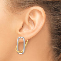 14K Two-Tone Polished Rectangle Drop Earrings - Elegant and Versatile Design by 0