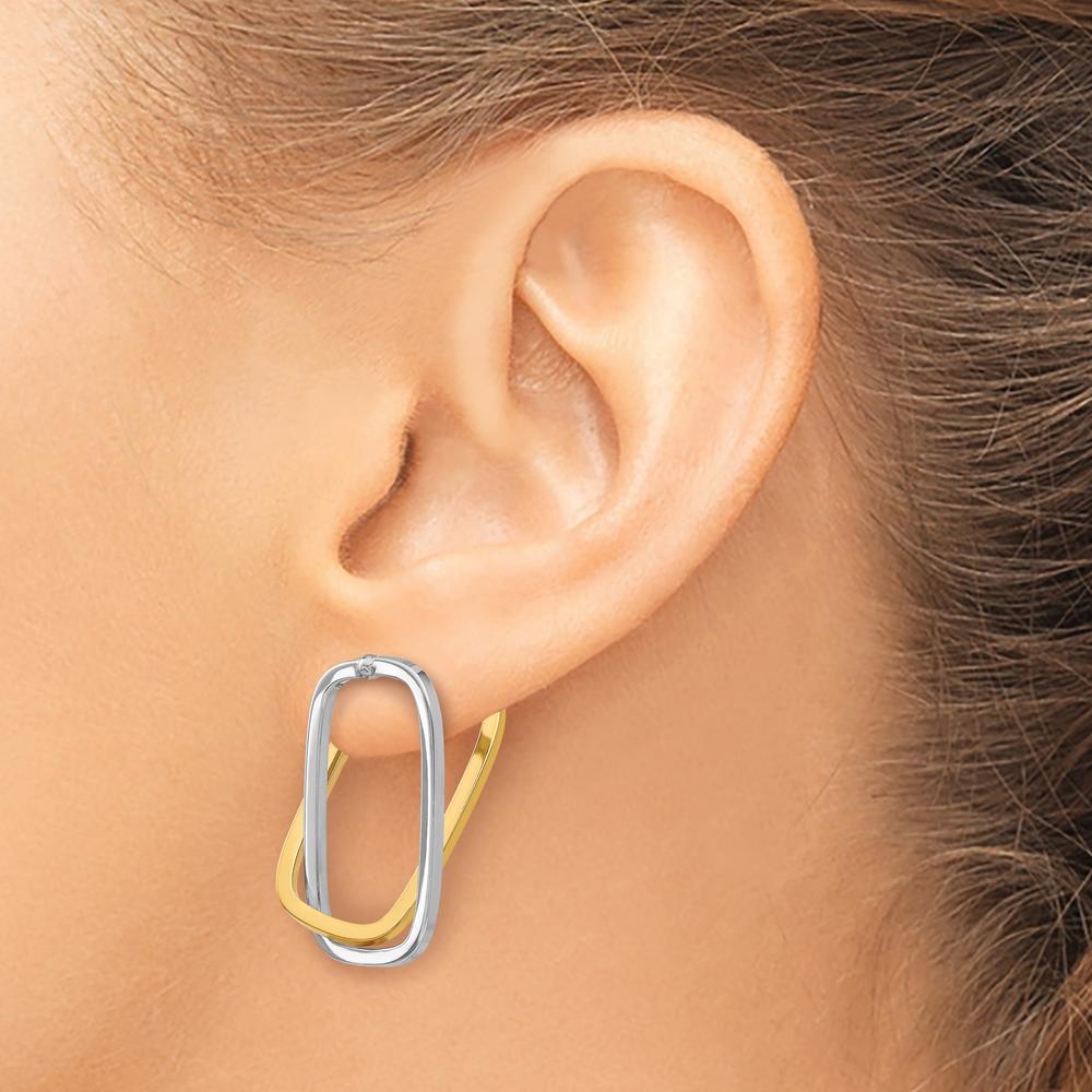 14K Two-Tone Polished Rectangle Drop Earrings - Elegant and Versatile Design by 0