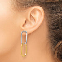 14K Two-Tone Polished Rectangle Drop Earrings - Elegant and Versatile Design by 0
