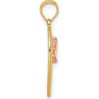 14K Two-Tone Polished Rose Heart Pendant - 22mm Length by Oro Pregiato